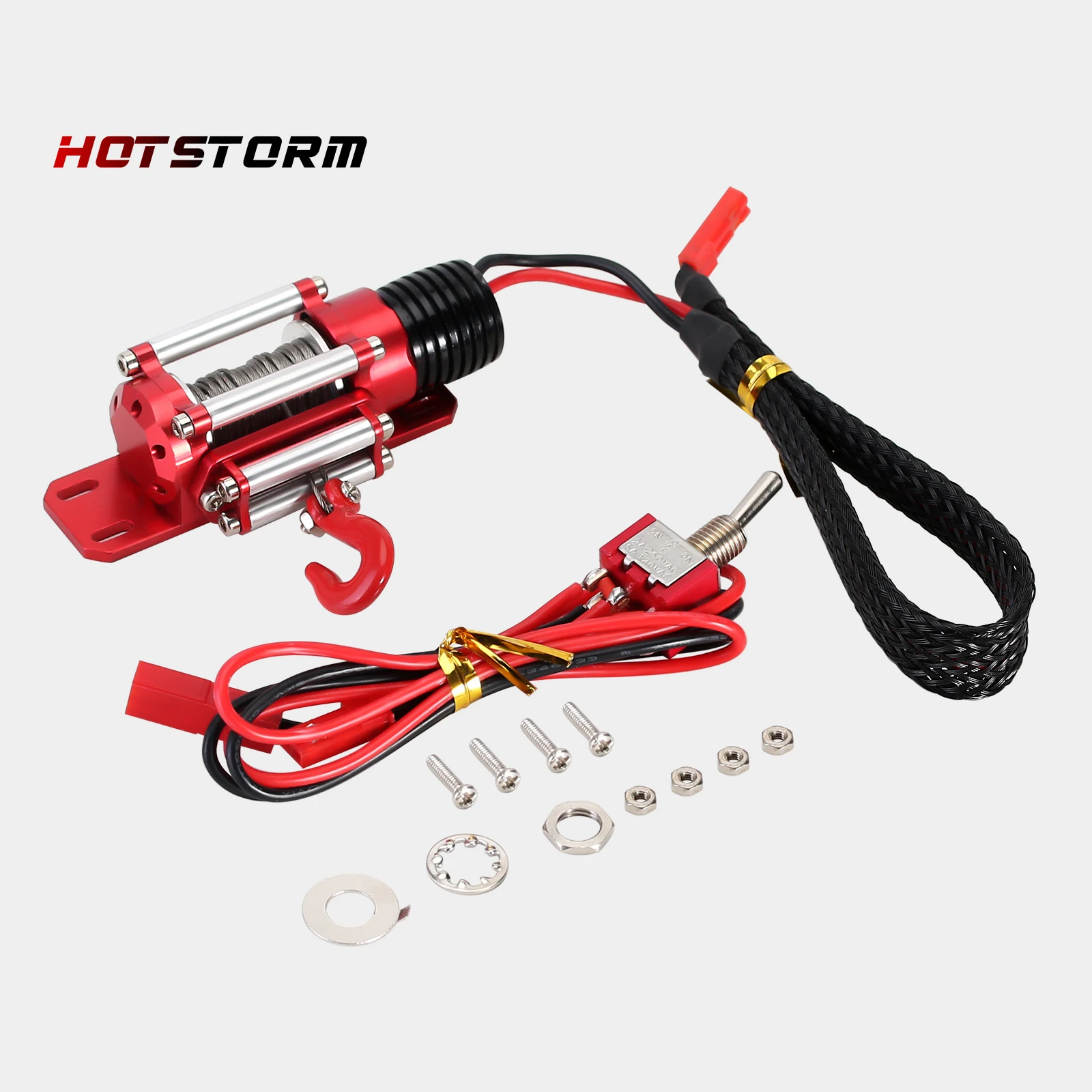 Hotstorm 1:10 Scale RC Car Wired Automatic Simulated Metal Winch for 1/10 RC Crawler Axial SCX10 90046 TRX4 Redcat Gen8