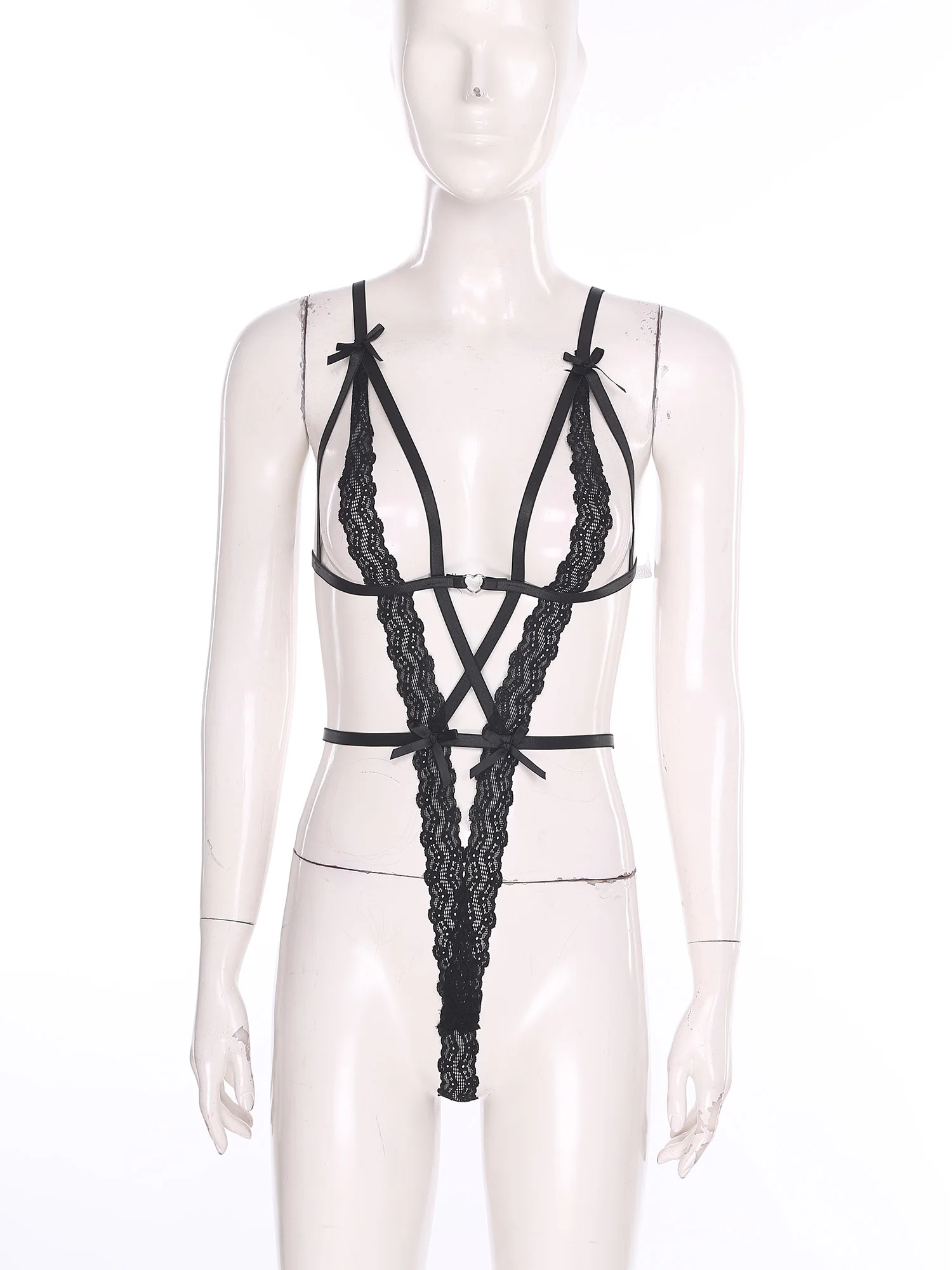 Women Adults Erotic Lace T-back Bodysuits Hollow-out Bra T-Back Thongs Stimulating Erotic Couple's Temptation Nightwear Sets