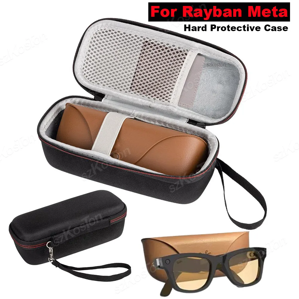 Para rayban meta óculos inteligentes capa protetora dura compatível com wayfarer/skyler/headliner viagem portátil caixa de óculos