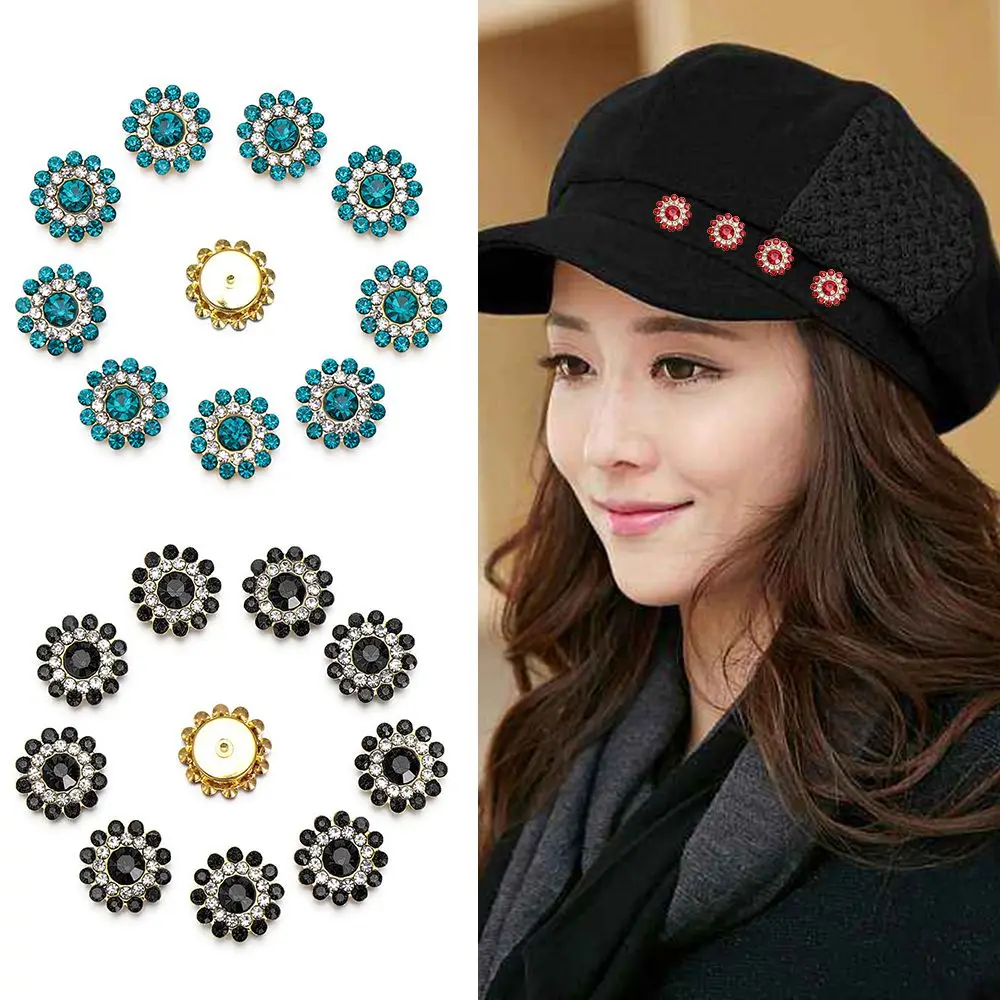 Apparel Sewing Flower-shaped Steel Bottom Hat Accessories Rhinestone Buttons Clothes Decoration Crystal Glass Stone image 5