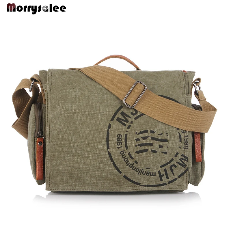 Men Handbag Cotton Canvas Bag Fashion Shoulder Bags Messenger Bag Version of Casual Flap Cell Phone Pocket,interior Slot Pocket