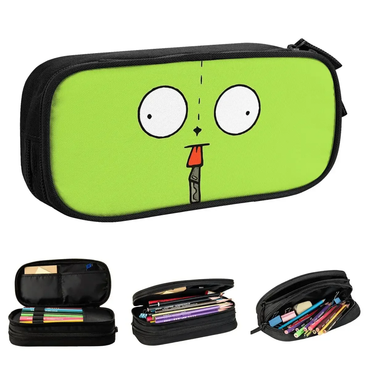 

Minimalist Gir Invader Zim Pencil Case Cute Robot Pen Holder Bag for Student Large Storage Students School Gift Pencil Box