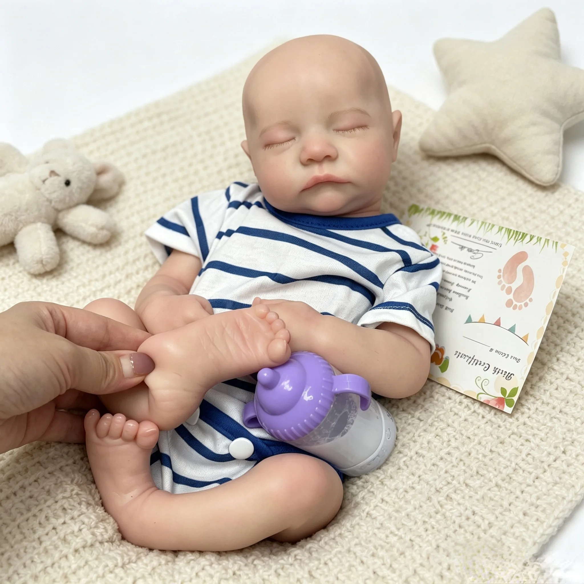 16 Inch 40CM Reborn Baby Boy Doll Full Body Silicone Realistic Newborn Baby Doll Open Mouth Bald Hand Painted Soft Skin Collectible Art Doll for Adult Collectors - view 2