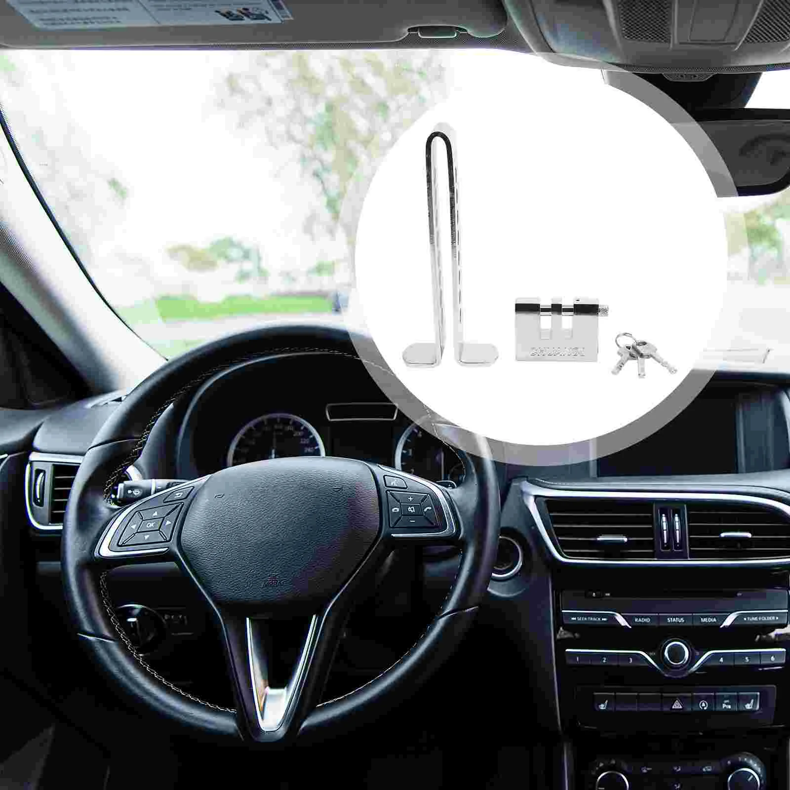 

Clutch Brake Peddle Lock Pedal Car Anti Theft Steering Wheel 1950X800X380CM Silver