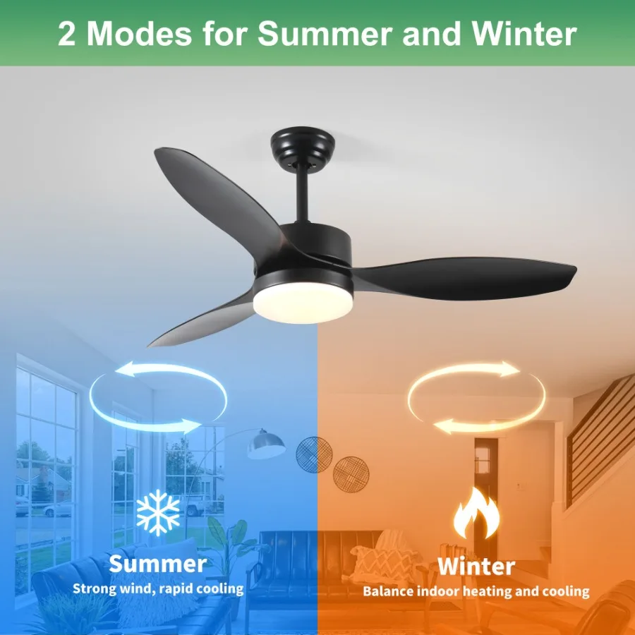 

52 inch Indoor Outdoor Ceiling Fan with LED Select Light Kit Black
