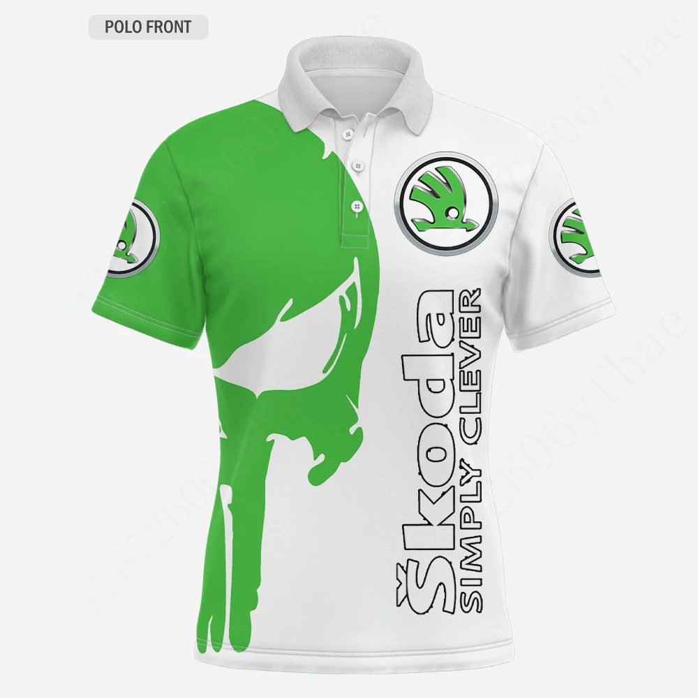 Skoda เสื้อโปโลอะนิเมะสำหรับผู้ชาย, เสื้อกีฬาแขนสั้นระบายอากาศได้ดี