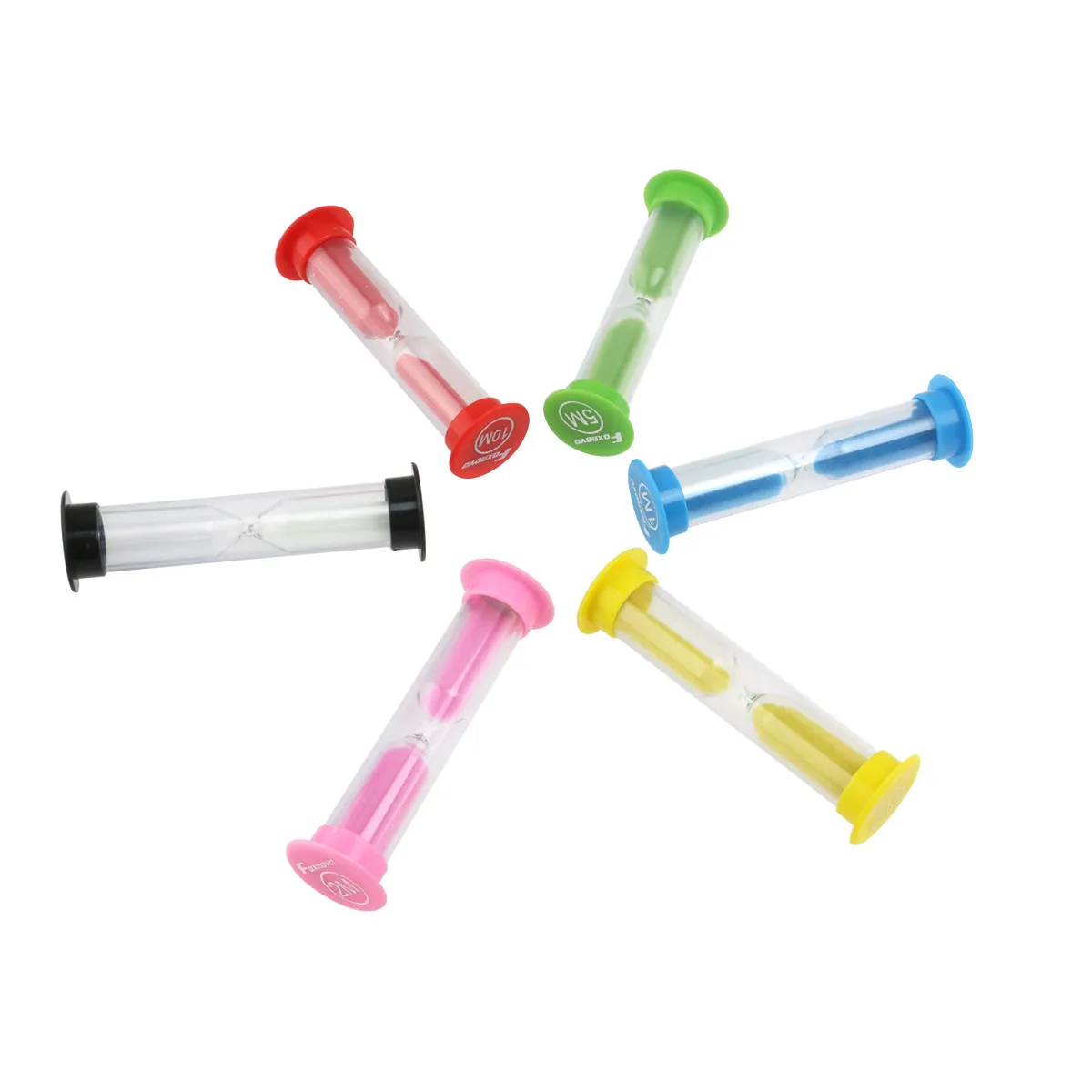 6Pcs Hourglass Sand Timers Colorful Set PVC ABS Glass Tube 30S 1 2 3 5 10 Minute Sandclock Ideal Cooking Game Exercise Visual