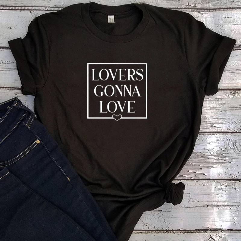 

Lovers Gonna Love Shirts Women Aesthetic Valentine's Day 90s Women Tshirt Letter O-Neck Casual Tee Woman Clothes Graphic