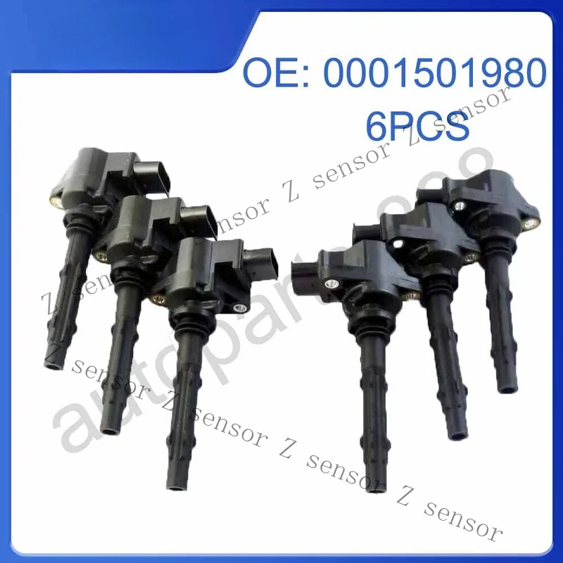 Z+ 0001501980 6pcs For 2005-10 Mercedes-Benz C300 SL550 ML350 Engine Ignition Coil