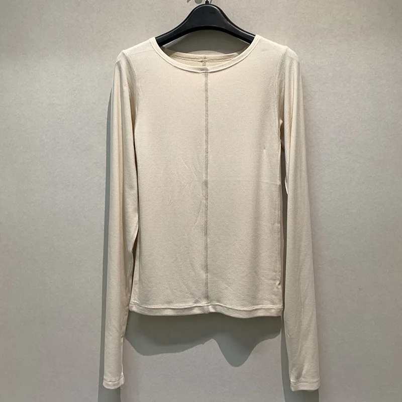 

Осень-зима, новая простая футболка с круглым вырезом, тонкая майка с длинными рукавами, однотонные рубашки, японские универсальные модные горячие продажи, меньшинство Mujer