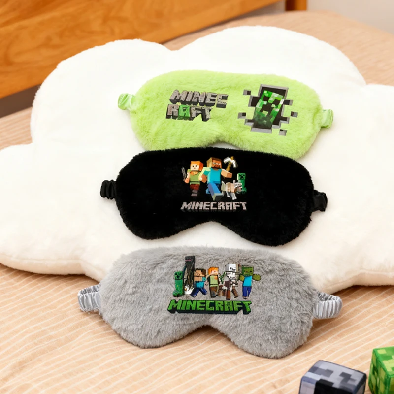 Game Theme Soft Plush Eye Masks Sleeping Mask  Minecrafted Sleeping Blindfold Eye Cover Boys Male Plush Mask Fashion Eyepatch