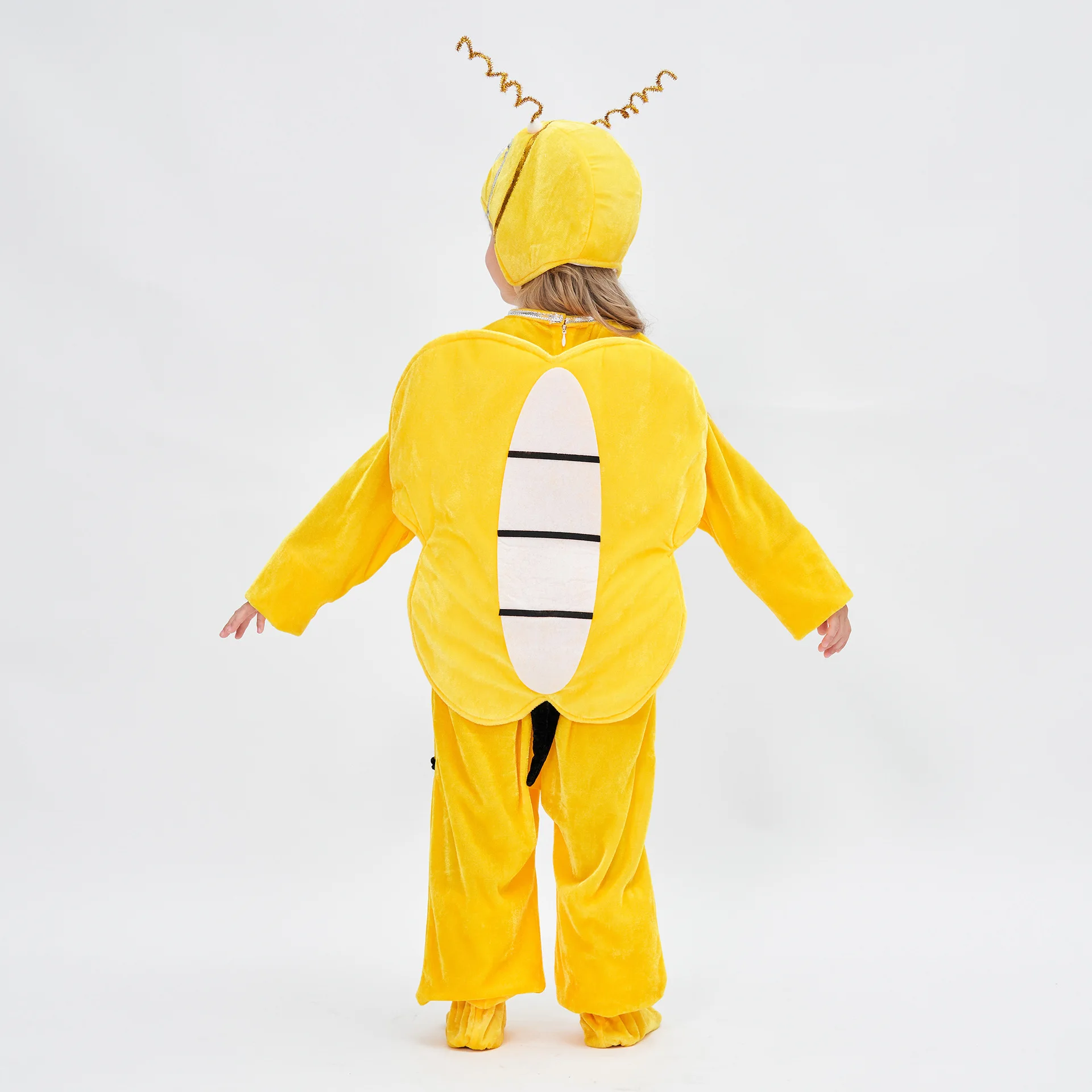 Kleine Bee Kids Cosplay Kostuums Voor Meisjes Jongens Nieuwe Schattige Gouden Fluwelen Jumpsuit Met Hoed Sets Feest Podium Voorstelling Kostuum