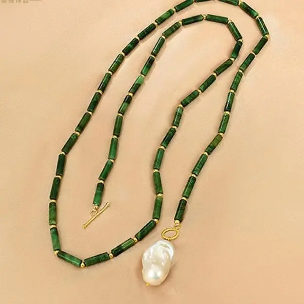 

Natural freshwater baroque pearl women's antique temperament bamboo necklace neck chain design sense small fresh sweater chain