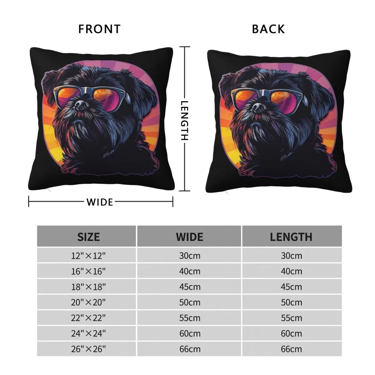 Affenpinscher Sun Glasses Pillowcase Polyester Linen Velvet Pattern Zip Decor Sofa Seater Cushion Case