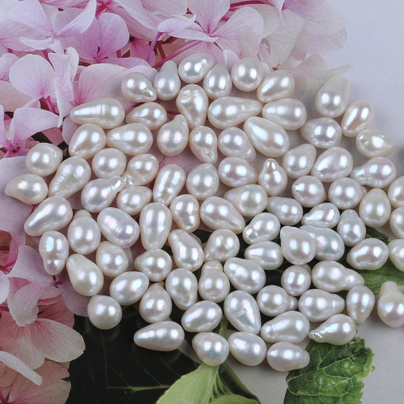 5-6mm natural white real loose freshwater fireball small drop baroque pearls beads