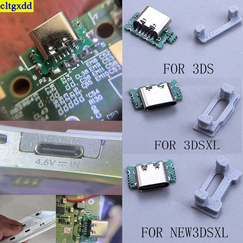 Cltgxdd 1-5 juegos de puertos de carga USB tipo C para 3DS/3DSXL/nuevo consola de juegos 3DS XL LL accesorios de puerto de carga mejorado