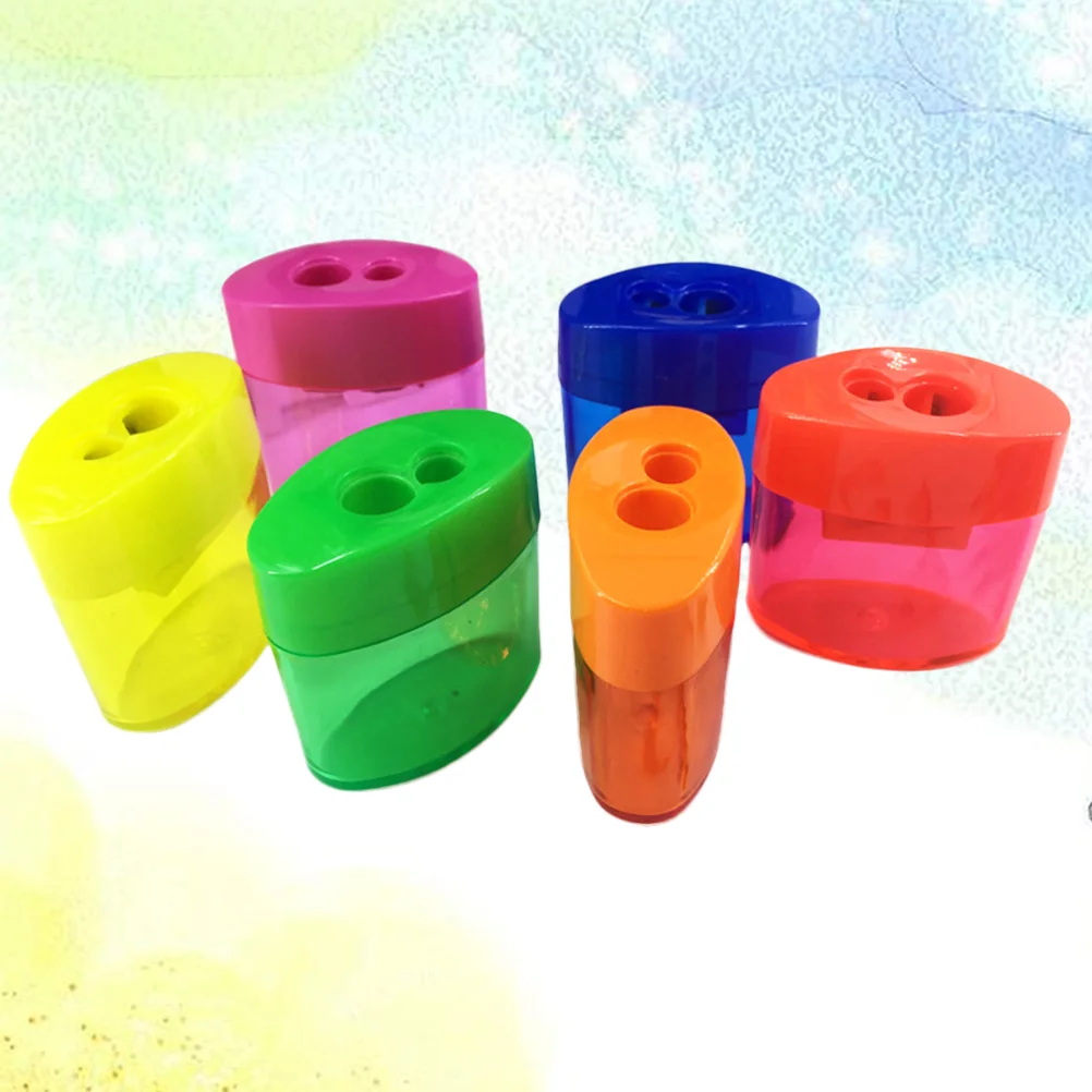 12pcs Pencil Sharpener Two Hole Pencil Sharpener Creative Stationery School Prize for Children Kids (Random Color)