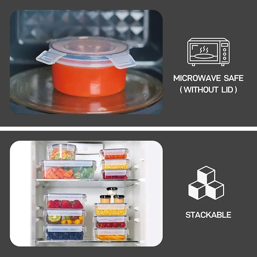 

Transparent Airtight Food Containers Snap Lids Sealed Refrigerator Storage Box Plastic Stackable Food Storage Containers