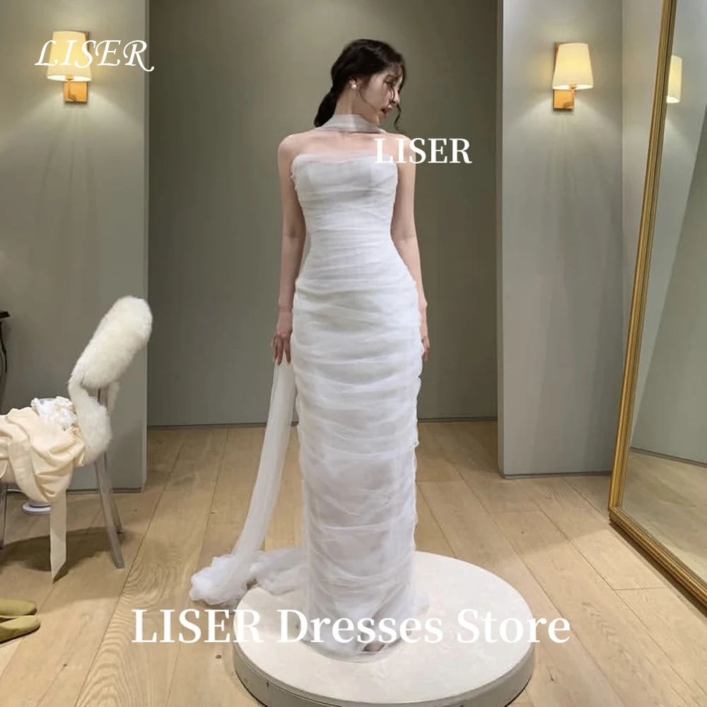 

Корейские свадебные платья Liser Sweetheart Русалка из мягкого тюля без бретелек для фотосессии 웨딩드레스 Длинные свадебные платья с корсетом на спине по индивидуальному заказу