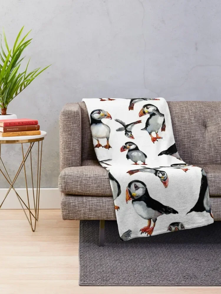 Puffins Pattern Throw Blanket For Sofa Thin cosplay anime heavy to sleep Decorative Sofa Decorative Beds Blankets