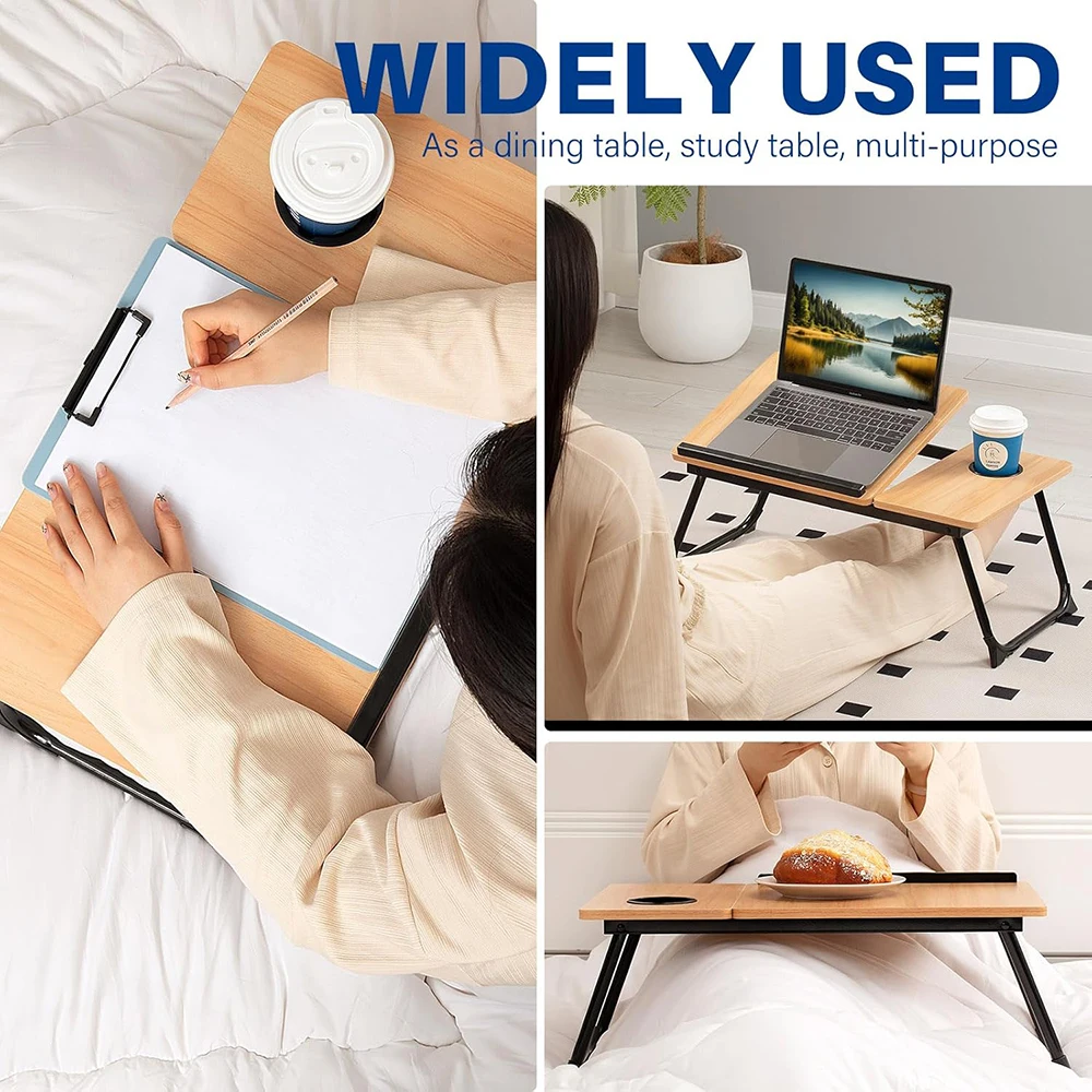 Portable Laptop Bed Table Folding Laptop Table with Cup Holder Student Dormitory Writing Desk Computer Desk Office Furniture