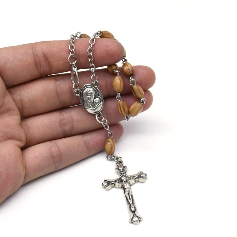 Catholic Rosary Bracelet Finger Chain for Men Women Prayer Jewelry Baptism,Catholic Cross Rosary Bracelet Fragrant Wood Beads Ro