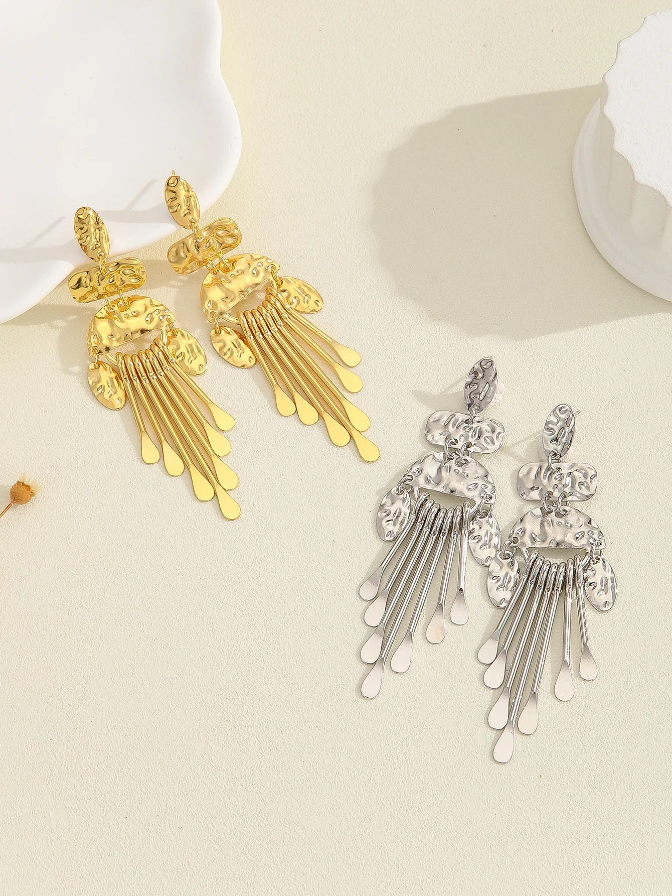 Christmas Enamel Ladies Ear Crystal Indian 316L Stainless Steel Hoop Earrings Metal Tassels Drop Earrings Nuggets Dangle Earring