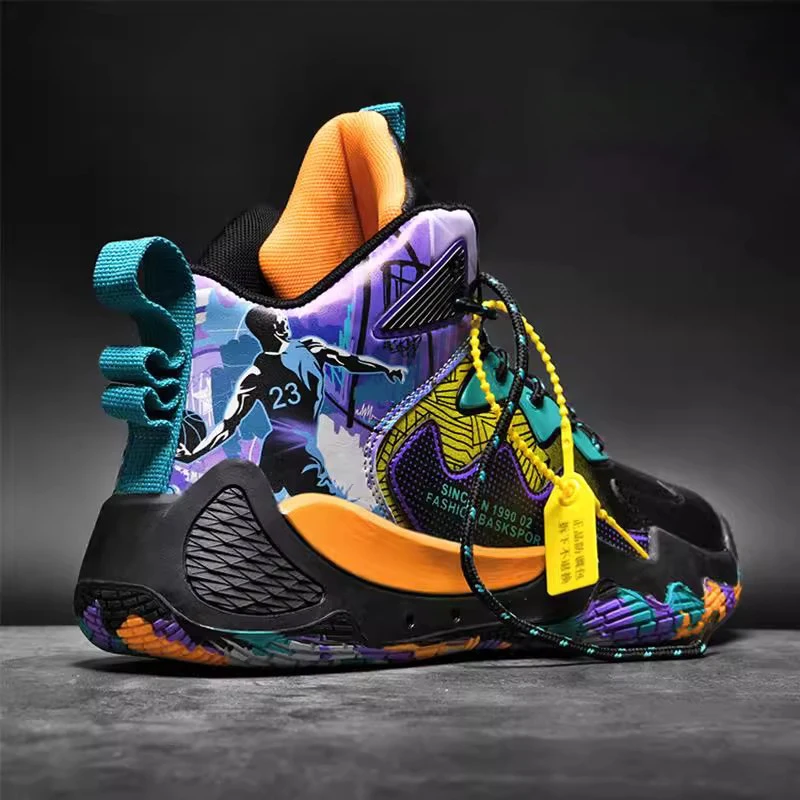 Tênis de basquete masculino tênis casuais de cano alto antiderrapante e durável estilo para todas as estações design de amortecimento