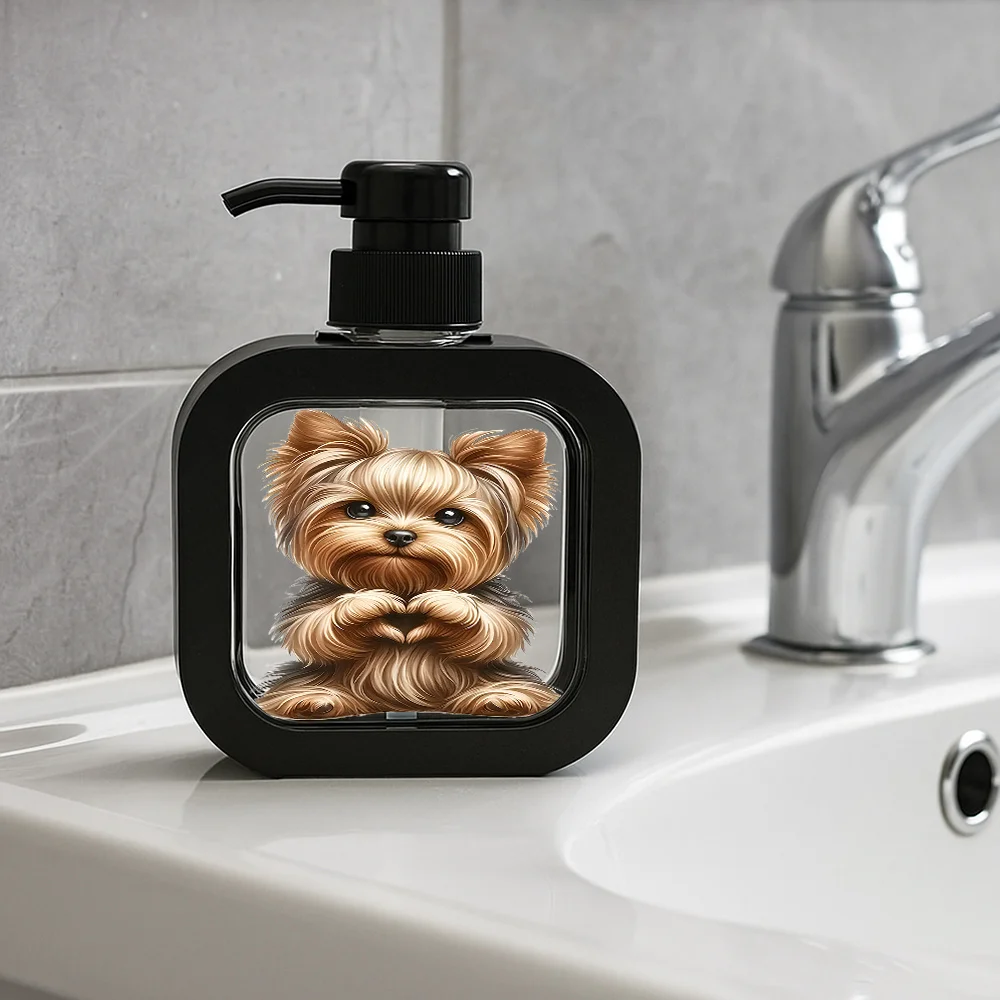 موزع صابون زجاجي لطيف للكلاب (مضخة): مرطب قابل لإعادة الملء، للحمام/المطبخ، صابون/غسول اليد، ديكور المطبخ + الحمام #3