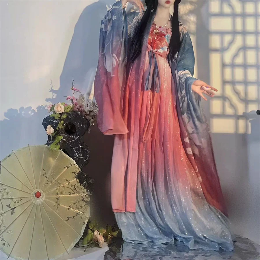 Original Northern Southern Dynasty Printed Princess Cosplay Hanfu Dress Women 2024 Elegant Stage Performance Dance Costumes