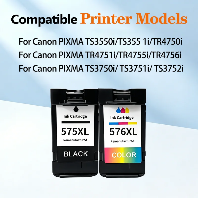 For Canon PG575XL CL576XL Remanufactured Ink Cartridge For Canon Pixma TS3550i TS3551i TR4750i TR4751i Printer