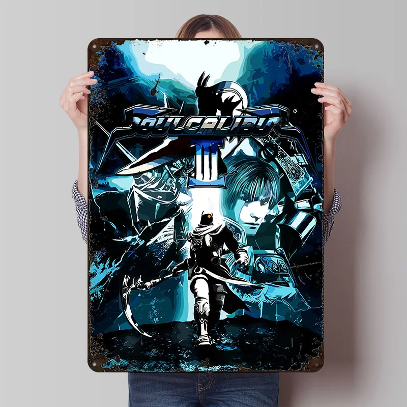 Soul Calibur III Spiel-Poster, individuell gestaltete Vintage-Metallschilder, Wandkunst, Retro-Blechplakette zur Dekoration von Schlafzimmer, Heimdekoration, Zimmer