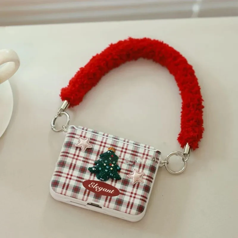 

Bling Christmas tree Phone Case for OPPO Find N2 Flip/OPPO Find N3 Flip Cute Red Gid Leather Cover Women