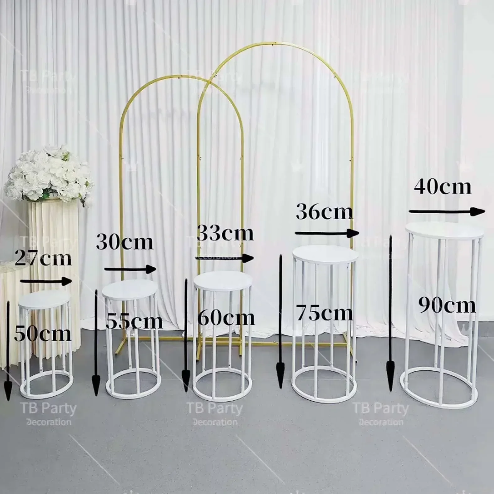 White Cylinder Pedestal Dessert Stands for Party Cake Decoration Wedding Banquet Flowerball Display Home Plant Support Frames