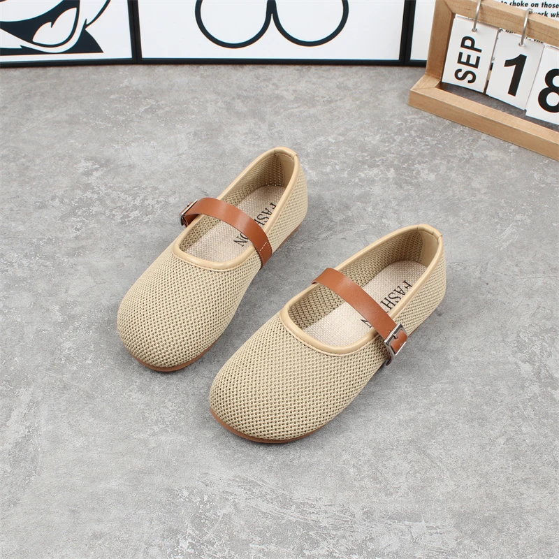 Summer New Style Linen Upgraded Version Flat Bottom Women's Casual Slip-On Shoes Breathable Mesh Lazy Person's Sandals
