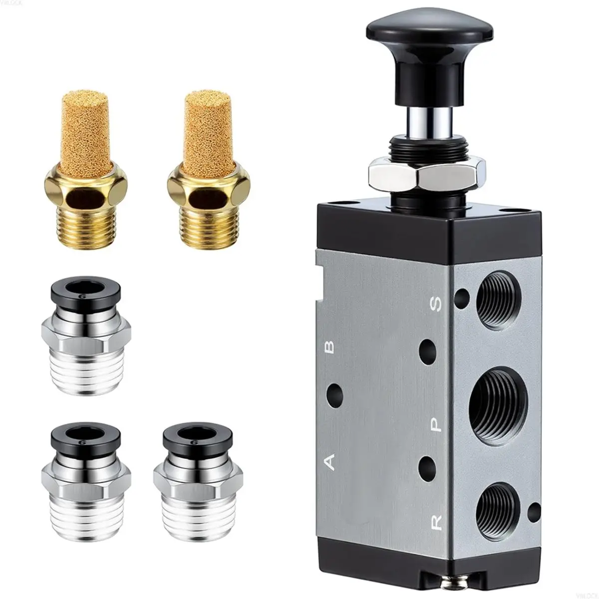 AB52 Pneumatic Air Hand Lever Valve, 5 Way 2 Position 1/4inch NPT Solenoid Valve Manual Control Direct Driving Type 4R210-08