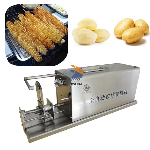 Automatic Stretch Stainless Steel Potato Slicer Chips Cutter Tornado Potato Machine Spiral Twisted Potatoes On A Stick