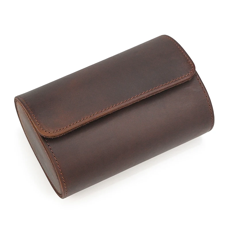 Retro Fashion Leather Watch Case For Couples Luxury Watch Box 2026 New Design Men Leather Watch Cases Crazy Horse Leather