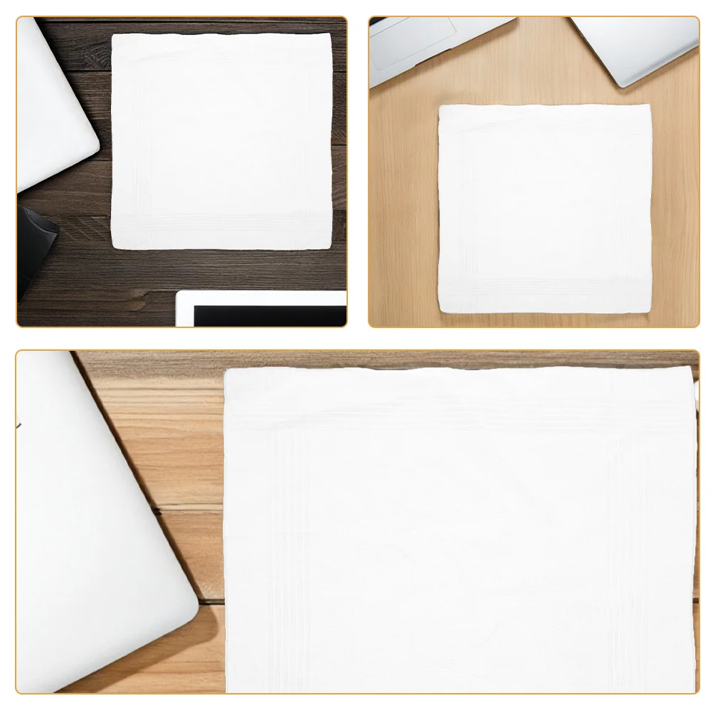 18 قطعة مناديل قطنية للرجال بيضاء ناعمة ماصة قابلة للغسل مربعات الجيب مسح العرق فستان بدلة الزفاف استخدام السفر #2