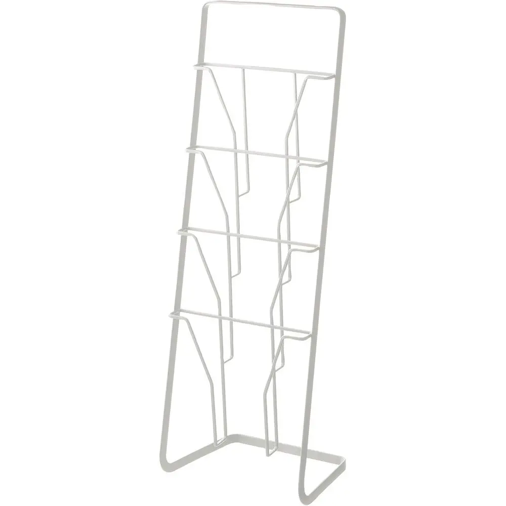 White Steel 4-Tier Magazine Rack, 25x18x71 cm
