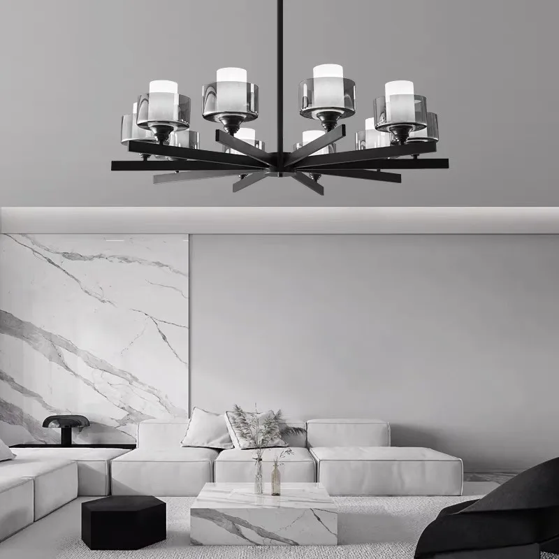 

Italian minimalist pure copper black and white living room pendant light, modern minimalist high-end Nordic design, glass