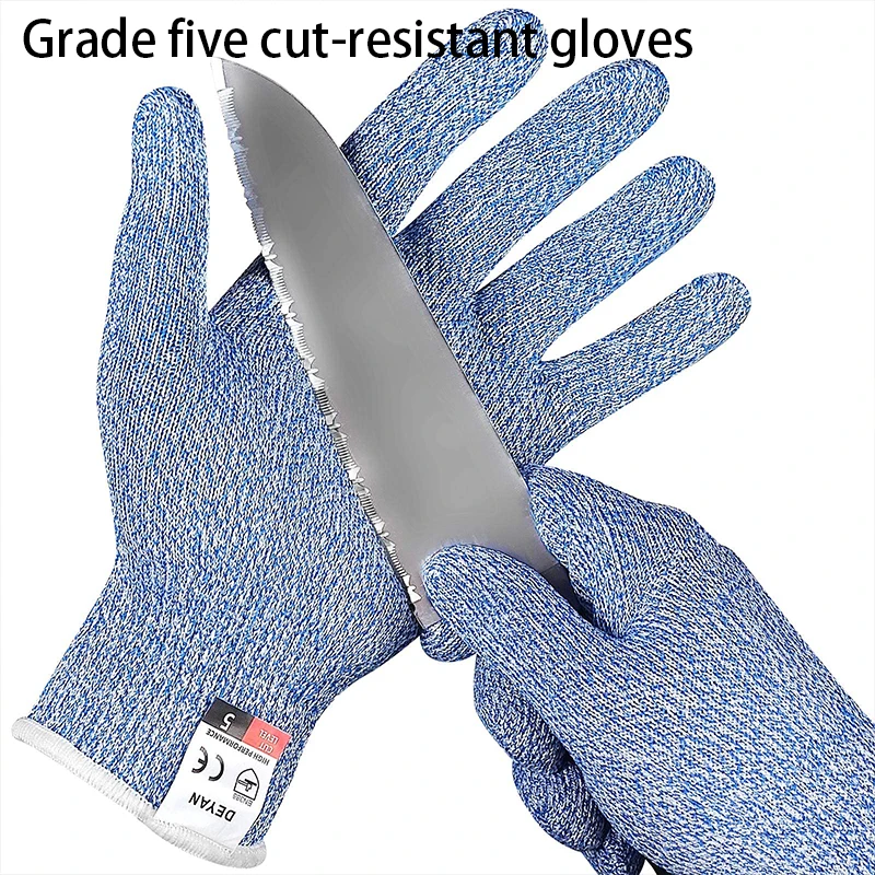 Stock Grade 5 Cut Resistant Gloves Kitchen HPPE Scratch Resistant Glass Cutting Safety Protective Garden Work Supplies 1 Pair