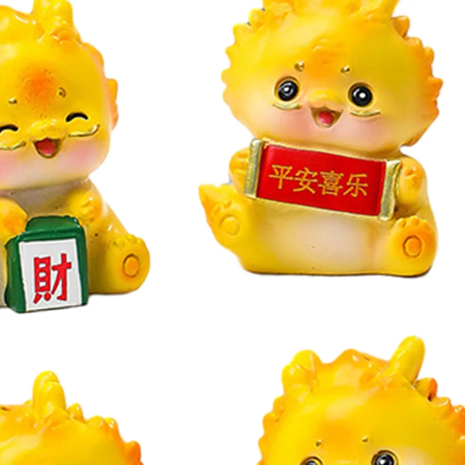 4x Dragon Statue Desktop Ornament Resin Cartoon Miniature Figurine Car Dashboard Decor for Bedroom Spring Festival Bookshelf