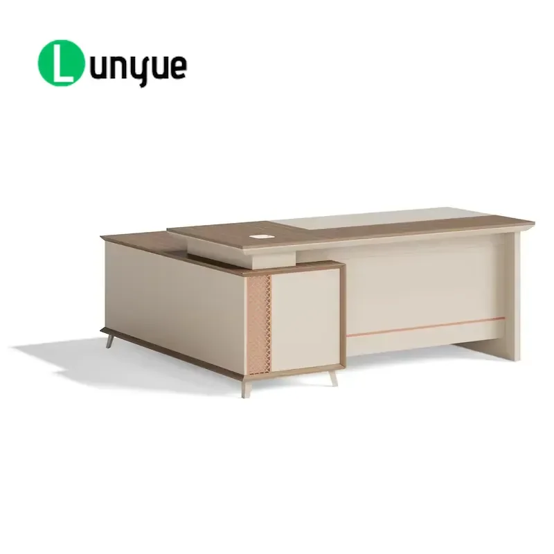 Large Modern Wooden Executive Desk Luxury CEO Office Furniture Manager Boss Table for Home Business Workstation Sturdy Design