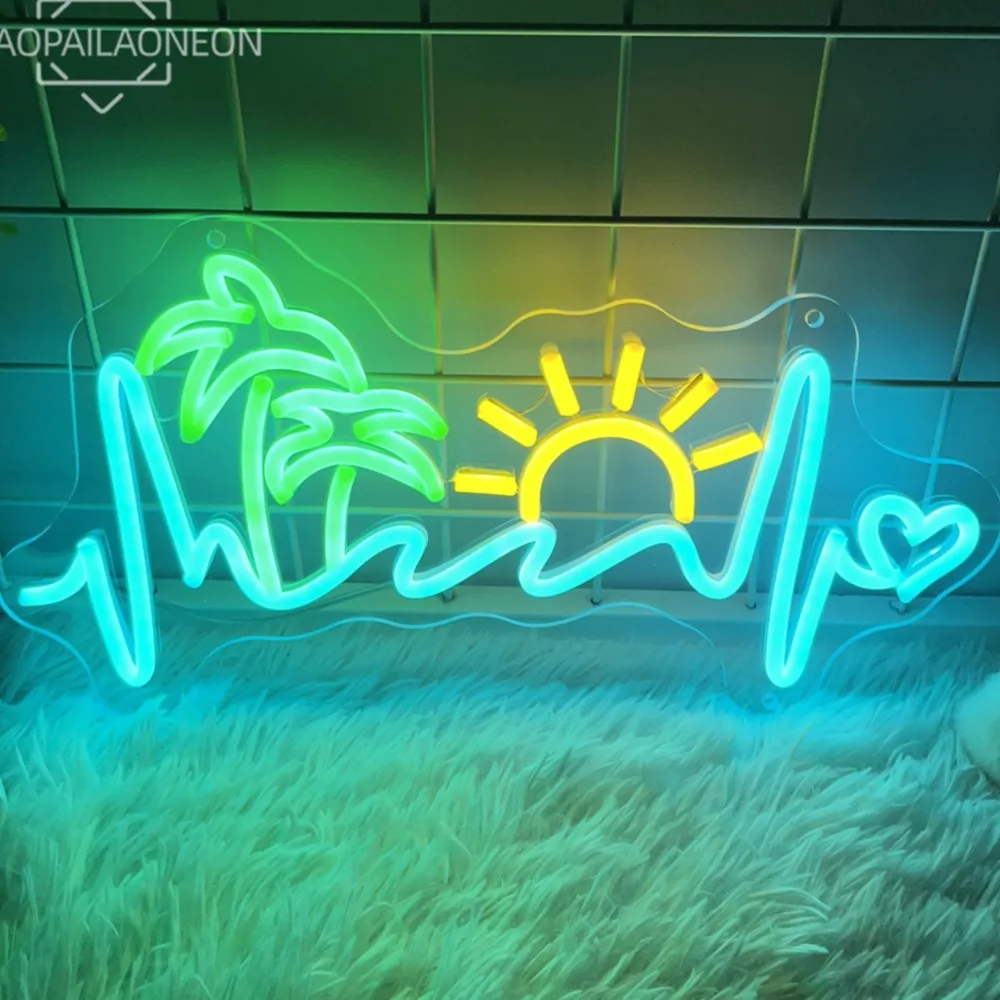 Sunrise Sunset Neon Led Signs Seaside Neon Lights Bedroom Decoration Twilight Wave Wall Signs for Room Decor Tiki Bar LED Lights