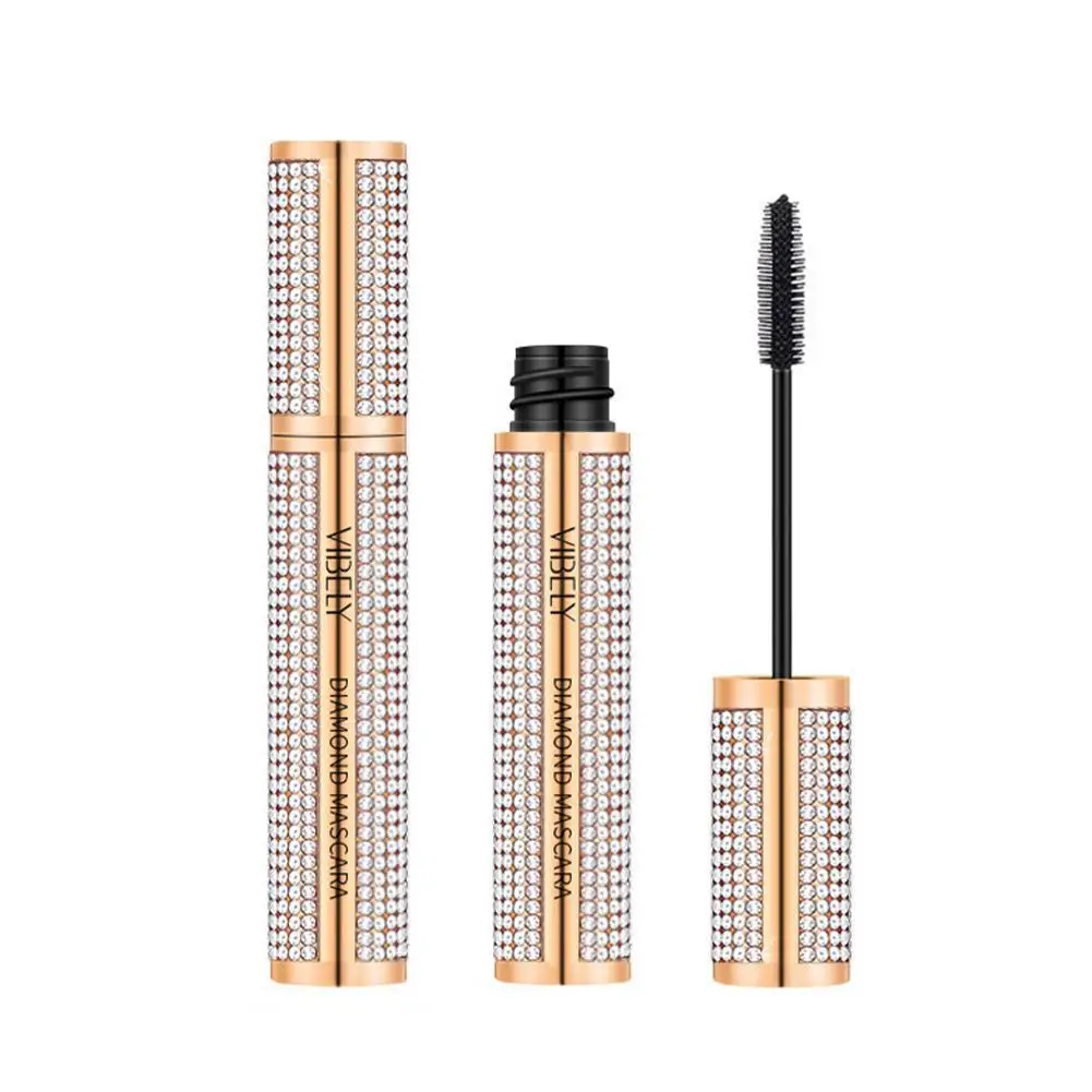 Diamond 4d Mascara Zijde Vezel Waterdichte Lange Wimper Verlenging Verlenging Dikke Zwarte Mascara Oogmake-Up Producten Cosmetica