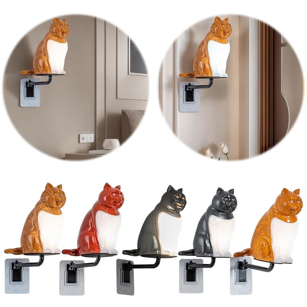 LED Cat Wall Spot Light 3 Level Brightness Cat Sleep Light Remote Control Cat Atmosphere Light for Home Room Decor