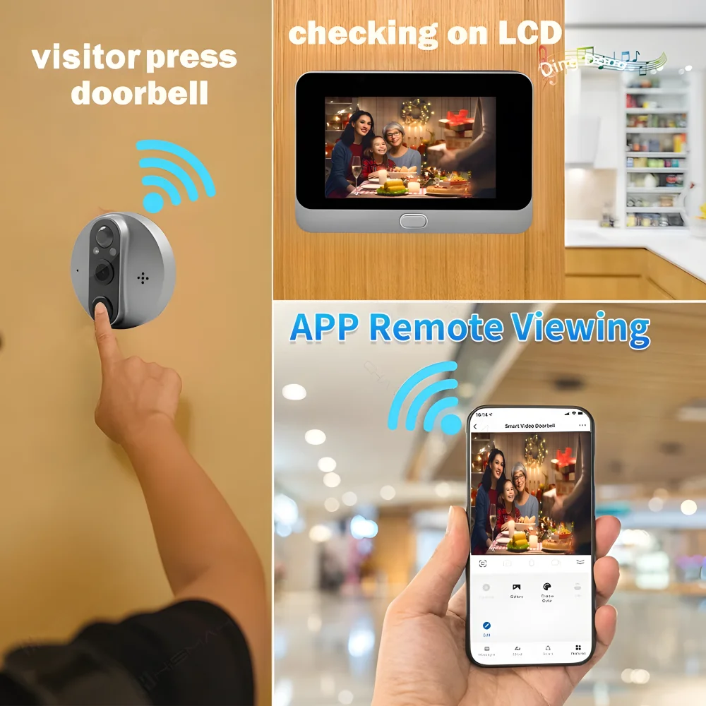 Imagem -05 - Google Alexa Tuya Vida Inteligente App 4.3 Polegada Vídeo Digital Porta Peepholes Visualizador hd 1080p sem Fio ao ar Livre Campainha Câmera para Porta