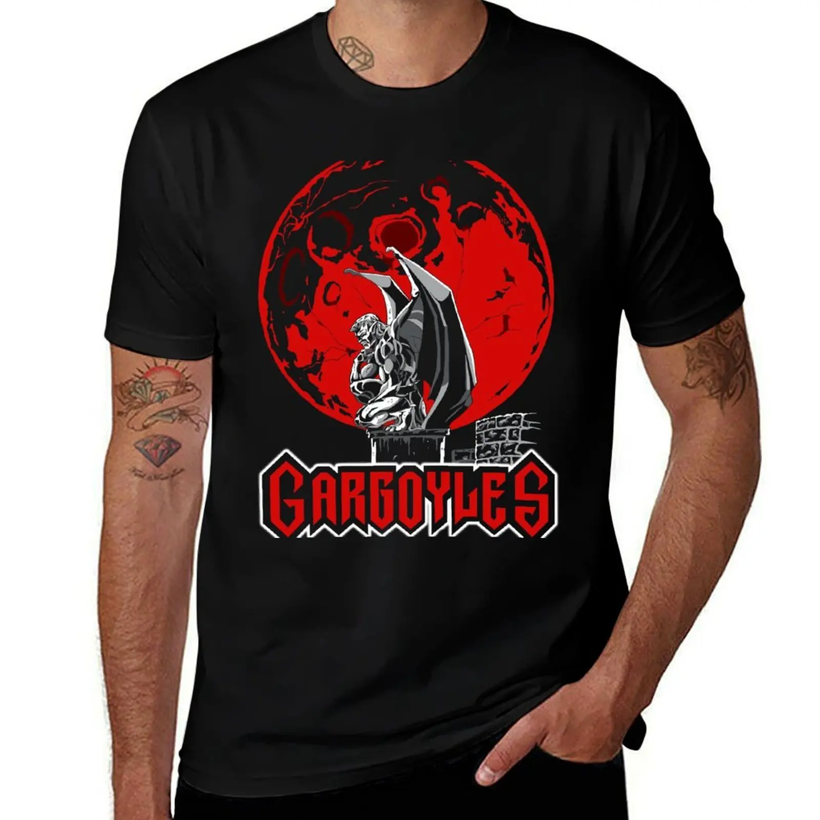 Gargoyles red T-Shirt Big Size Short Sleeve Tee for Men T-Shirt