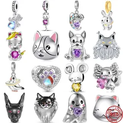 New 925 Sterling Silver Dog Chameleon Rabbit Cute Cartoon Pendant Beads Diy Fit Original Pendant Charms Bracelet Women Jewelry